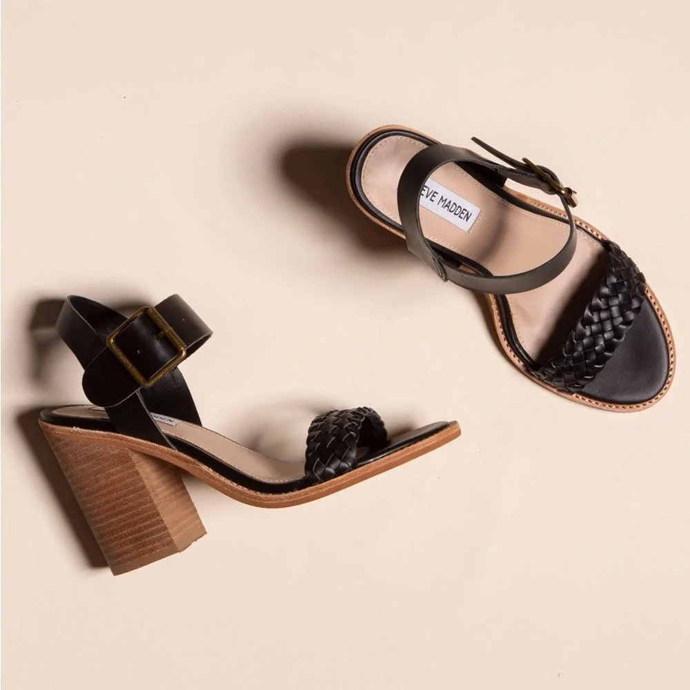 Steve Madden Cadence Black Heeled Sandals Size 7.5 - Picture 2 of 15